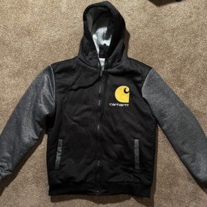 Carhartt Hoodie Large Black & Grey Logo Front & Back Pockets